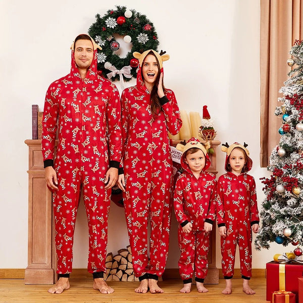 Multicolor Holiday Hooded Family Matching Onesies Pajamas