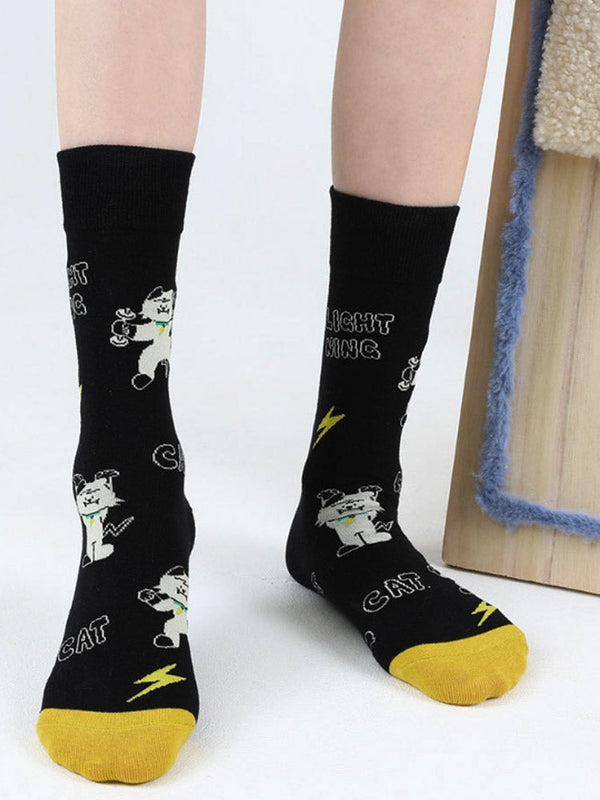 Cute Cartoon Kitty Mid-Calf Socks