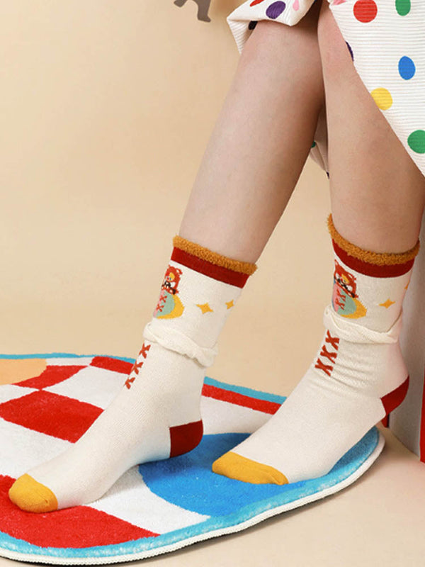 Cute Cartoon Illustration Mid-Calf Socks