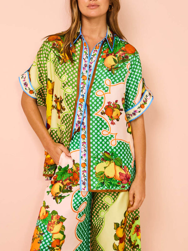 Irregular Lemon Multicolor Printed Shirt