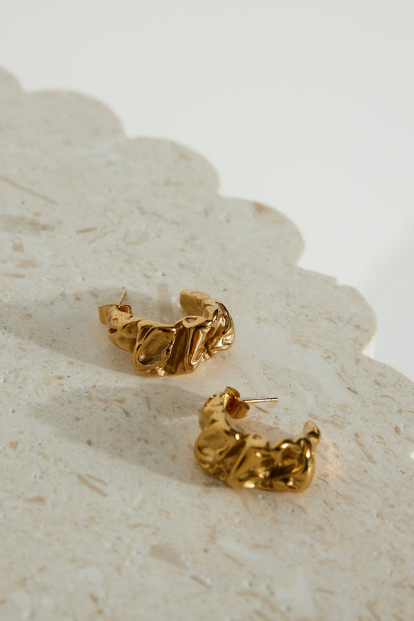 18k Plated Gold Modern Times Earrings Gold