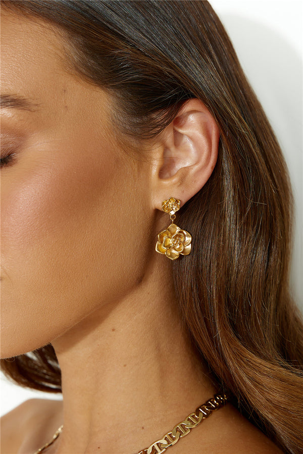 18k Gold Plated Full Bloom Earrings Gold