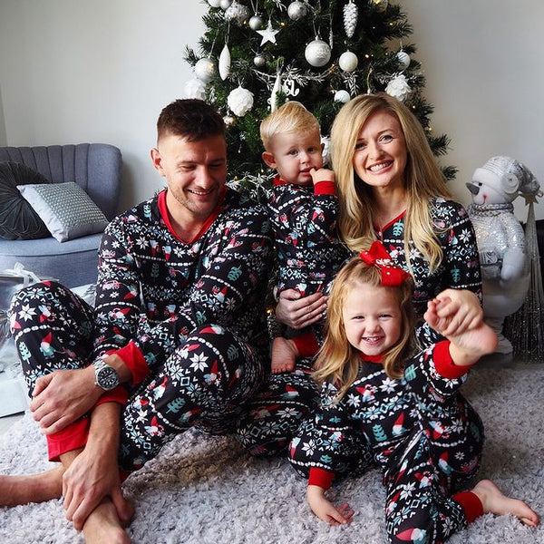 Cute Santa and Snowflake Print Family Matching Pajamas Sets