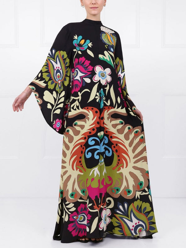 Peacock Printed Maxi Dress