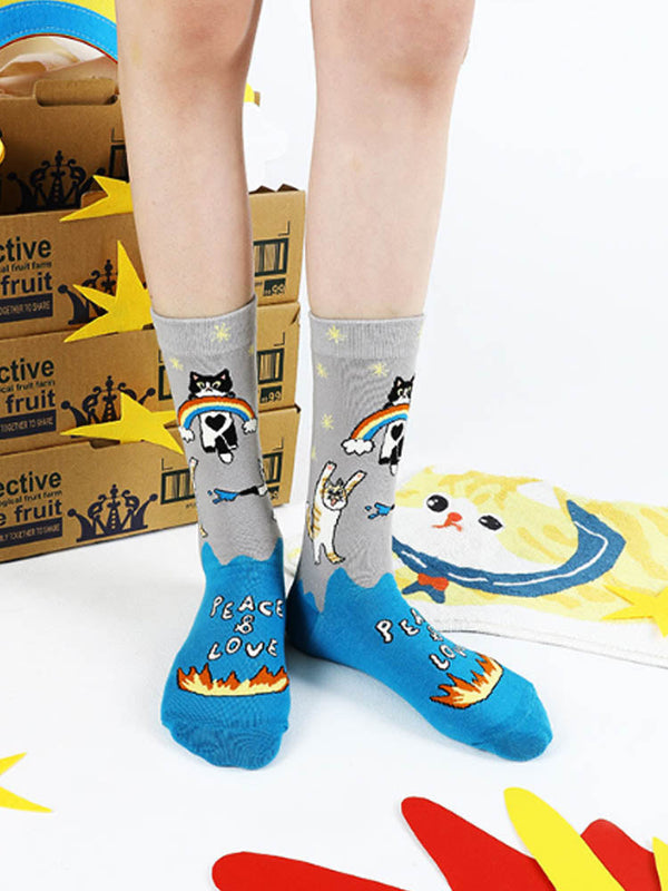 Cute Cartoon Meow Meow Mid-Calf Socks