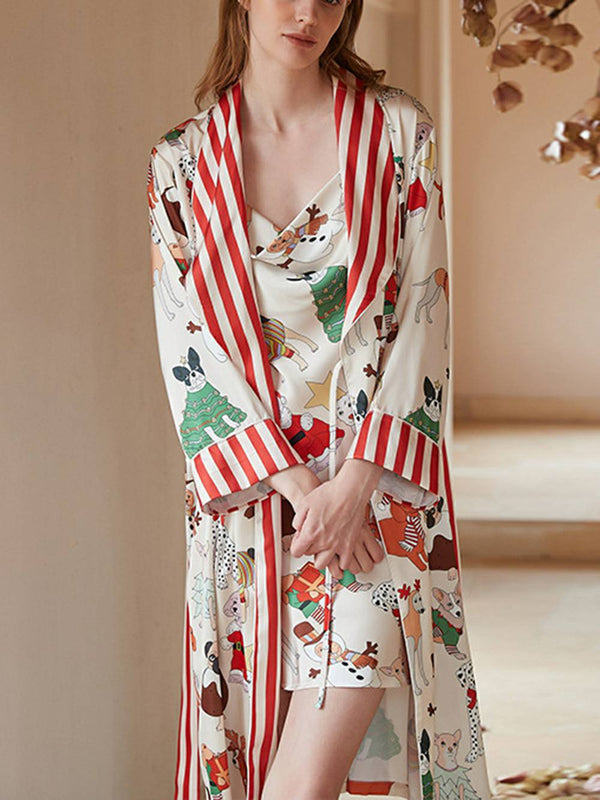 Christmas Dog Print Robe Set