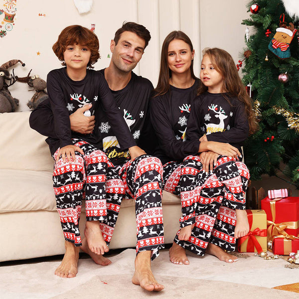 Christmas Family Matching Pajamas Set Black Deer Pajamas