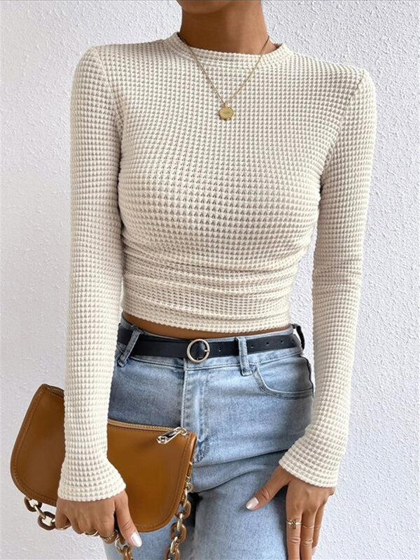 Plain Waffle Slim Sweater