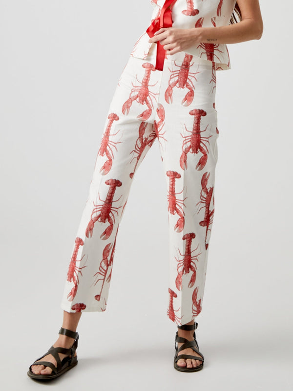 Gerade Hose mit Hummer-Print