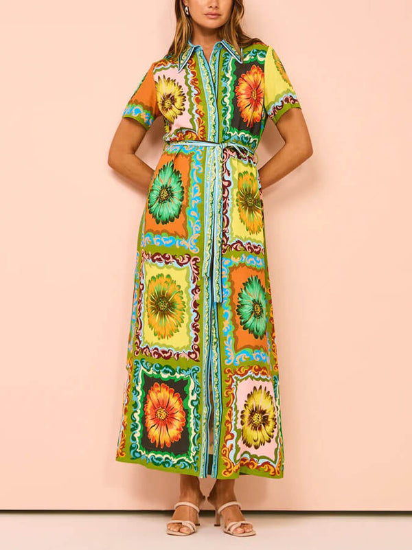 Special Sunflower Print Midi Φόρεμα