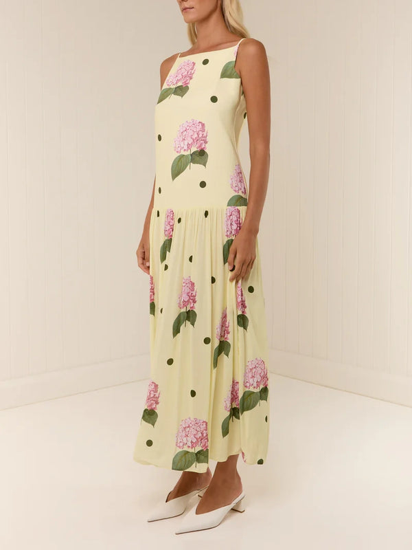 Polka Dot Floral Print Midi Dress