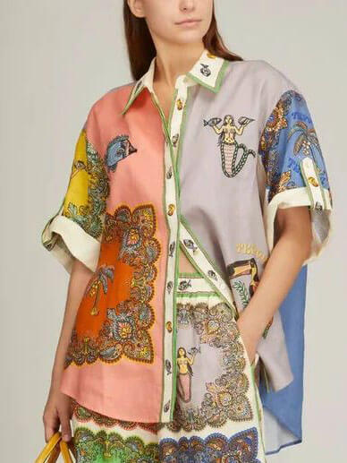 Satin Floral Paisley Button-Down Shirt