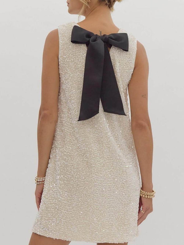 Sequined Tie-Back Bows Party Mini Dress