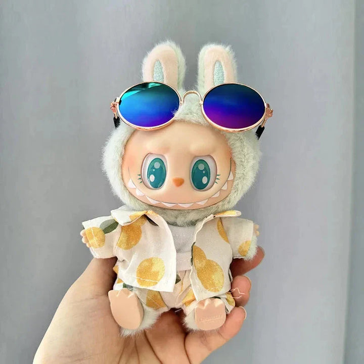 kawaiies-softtoys-plushies-kawaii-plush-. Handmade Hawaii Beach Labubu Outfit Accessories Orange Beach Suit Fit 17cm(no Doll) 