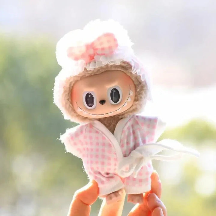 kawaiies-softtoys-plushies-kawaii-plush-Handmade Labubu Plaid Floral Pajamas Outfit with Accessories Accessories 