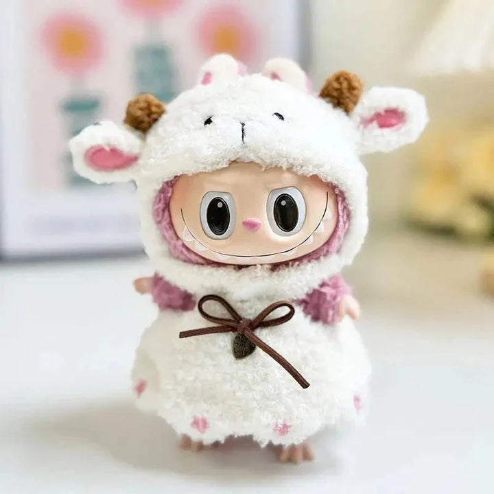 kawaiies-softtoys-plushies-kawaii-plush-Handmade Labubu White Sheep Overalls Outfit Accessories 