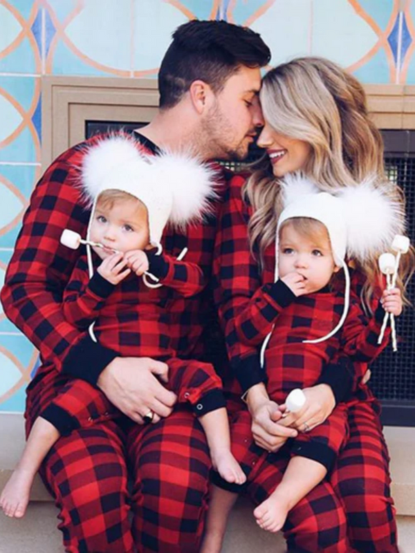 Christmas Black-Red Plaid Family Matching Pajamas Set